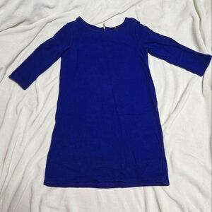 Blue Ribbed H&M 3/4 Sleeve Mini Dress